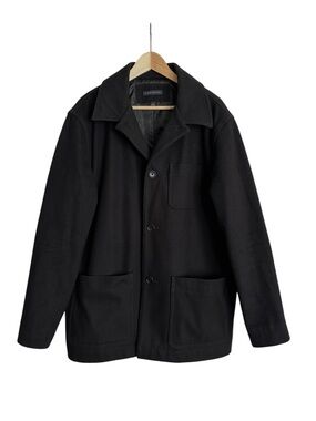 Vintage Banana Republic Wool Car Coat Black Minimalist Utility Chore Jacket L